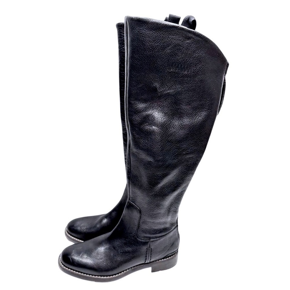 Franco Sarto L-Meyer Black Leather Tall Riding Boots Rear Zip Size 6M